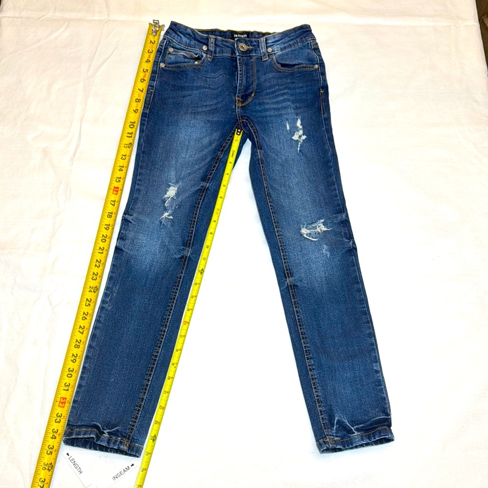 Stylish Distressed Hudson Boys Blue Jeans Adjustable waistband sz 12 - Picture 2 of 10